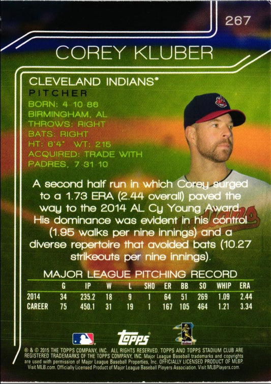 2015 Stadium Club Corey Kluber