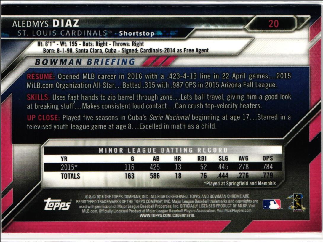 2016 Bowman Chrome Aledmys Diaz