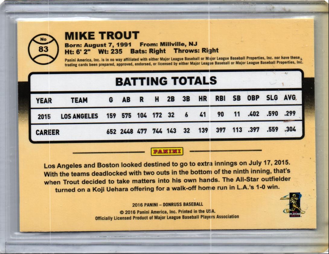 2016 Donruss Mike Trout