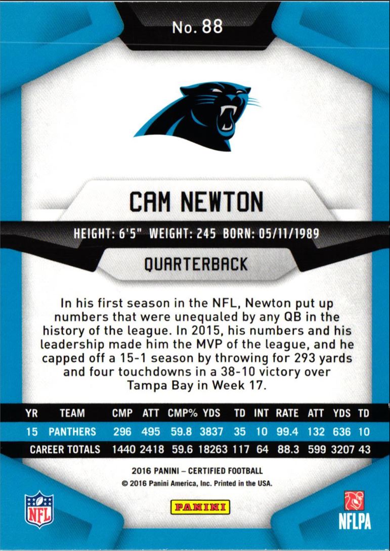 2016 Panini Certified Cam Newton