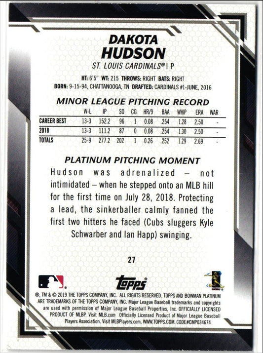 2018 Bowman Platinum Dakota Hudson