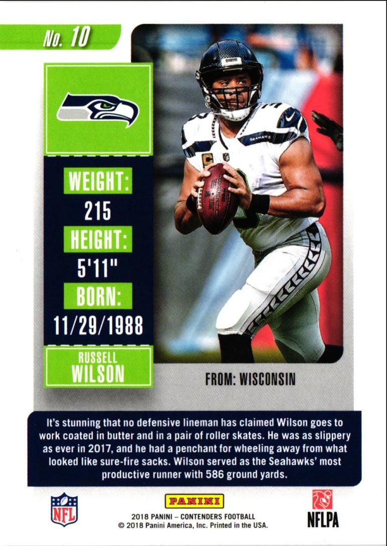 2018 Panini Contenders Russell Wilson