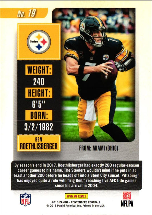 2018 Panini Contenders Ben Roethlisberger