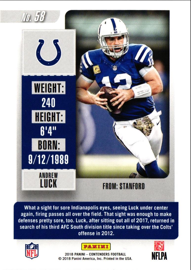 2018 Panini Contenders Andrew Luck