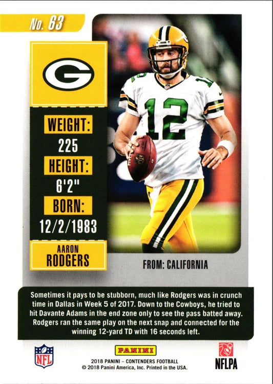 2018 Panini Contenders Aaron Rodgers