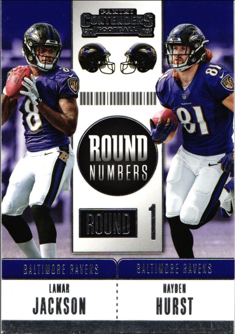 2018 Panini Contenders Round Numbers Round ! Lamar Jackson/Hayden Hurst Round Numbers Round 1