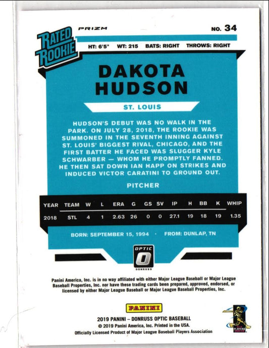 2019 Donruss Optic Pink Prizm Dakota Hudson