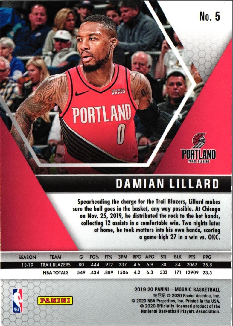 2019 Panini Mosaic Damian Lillard