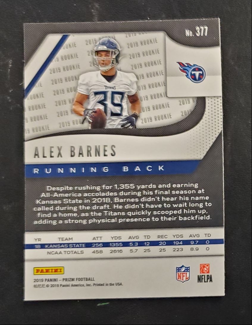 2019 Panini Prizm Alex Barnes