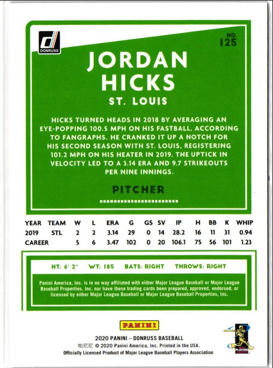 2020 Donruss Purple Jordan Hicks