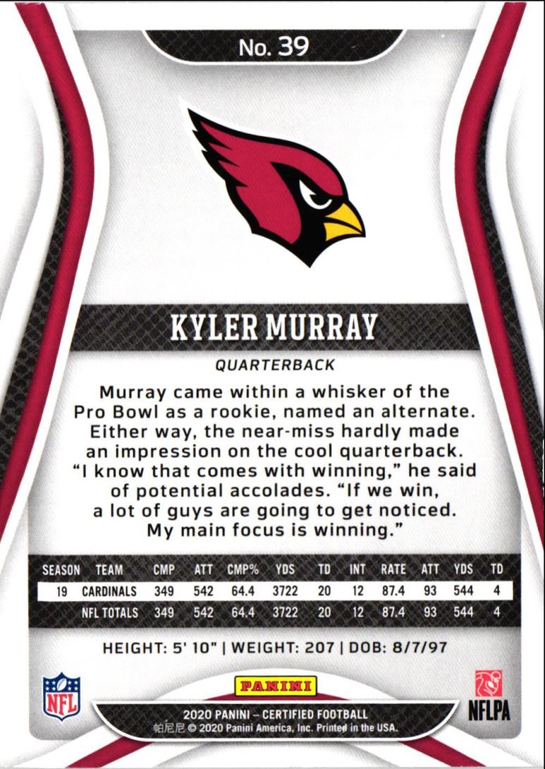 2020 Panini Certified Kyler Murray