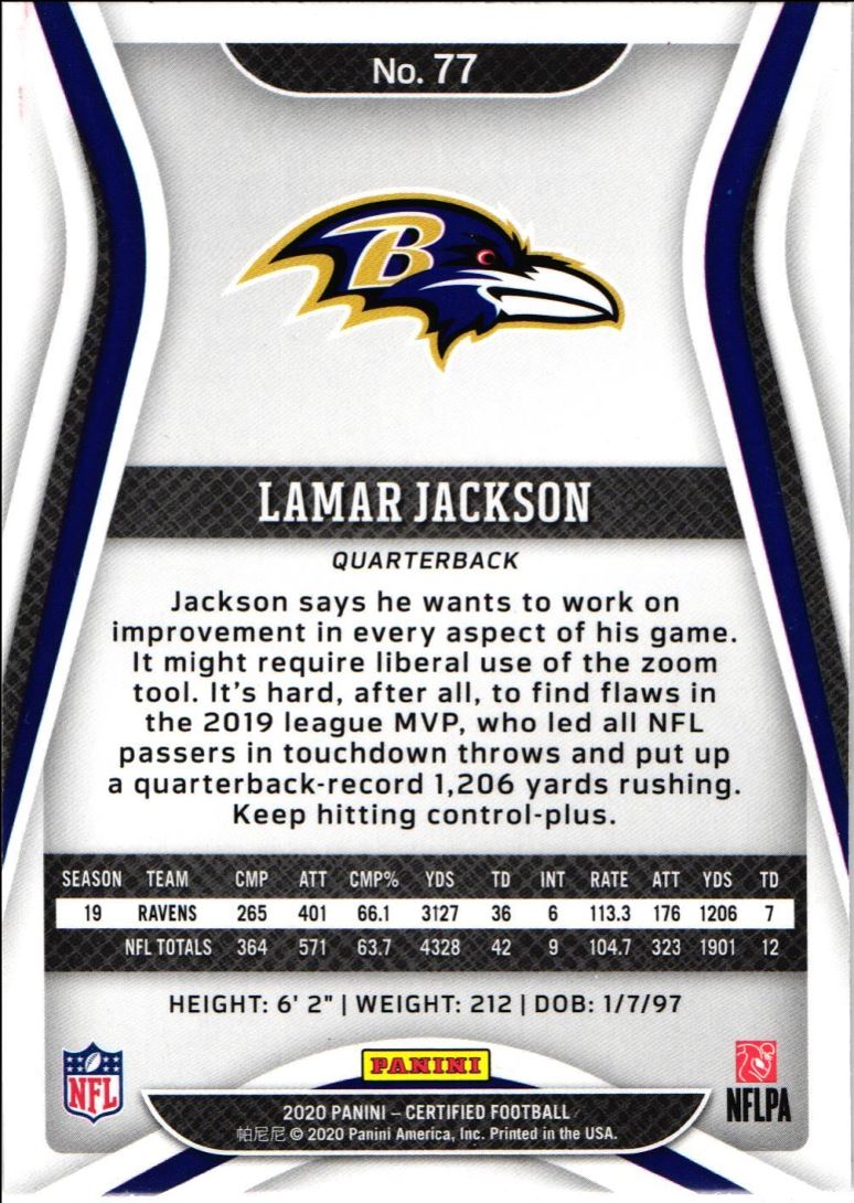 2020 Panini Certified Baltimore Ravens Logo