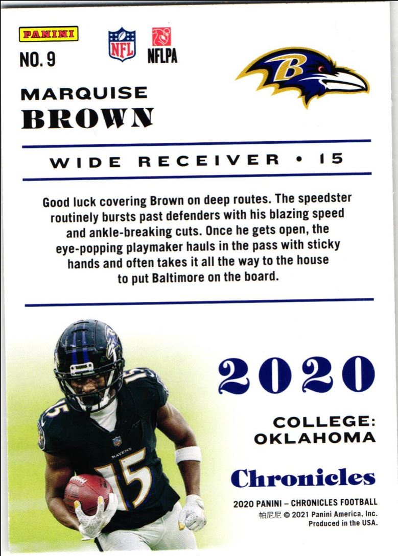 2020 Panini Chronicles Pink Marquise Brown