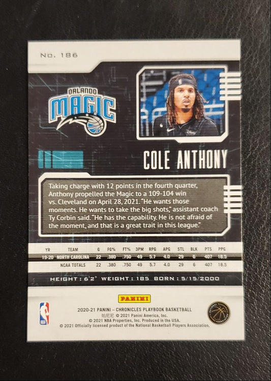 2020 Panini Chronicles Playbook Cole Anthony