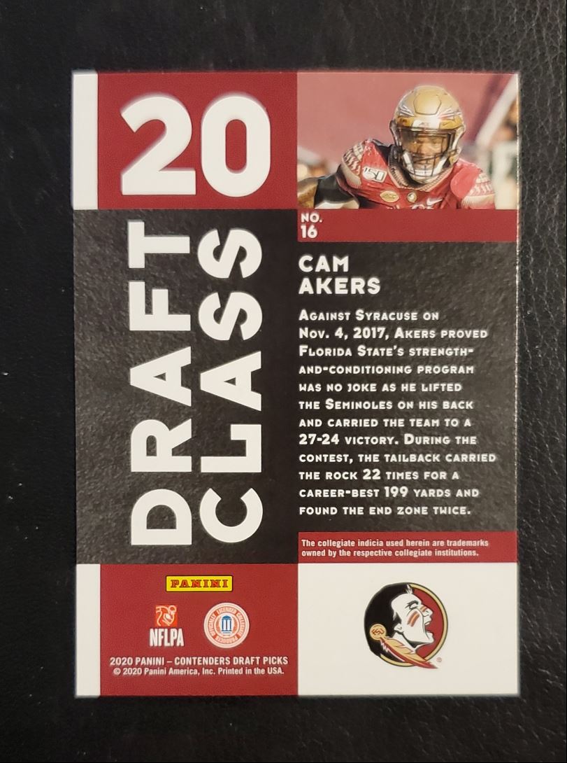 2020 Panini Contenders Draft Picks Draft Class Cam Akers