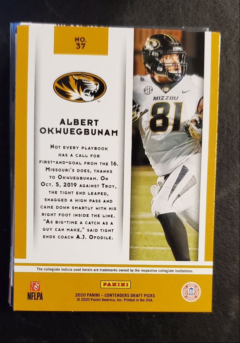 2020 Panini Contenders Draft Picks Game Day Ticket Albert Okwuegbunam