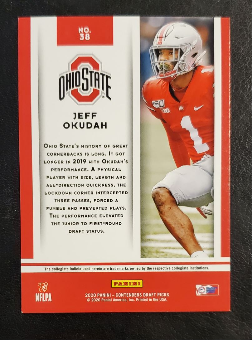 2020 Panini Contenders Draft Picks Game Day Ticket Jeff Okudah