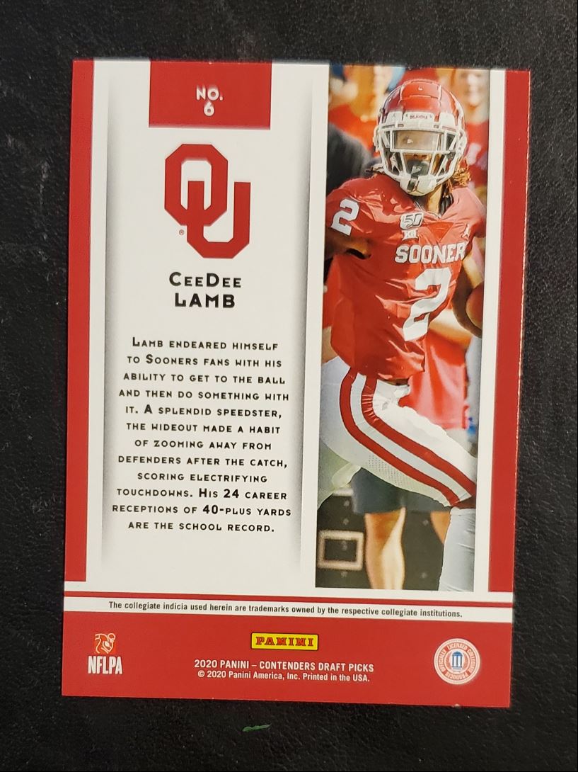 2020 Panini Contenders Draft Picks Game Day Ticket CeeDee Lamb