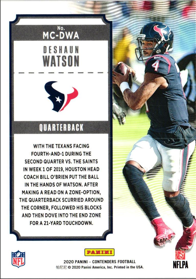 2020 Panini Contenders MVP Deshaun Watson