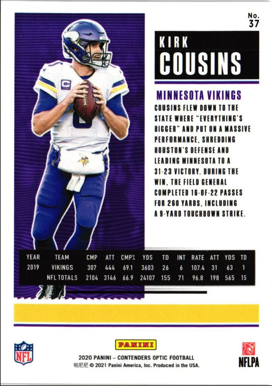 2020 Panini Contenders Optic Kirk Cousins