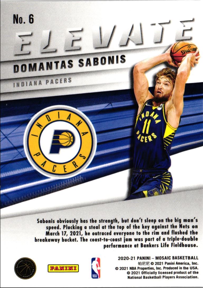 2020 Panini Mosaic Elevate Domantas Sabonis