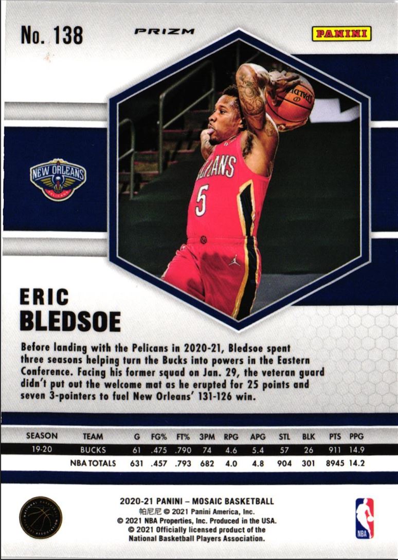 2020 Panini Mosaic Mosaic Prizm Eric Bledsoe