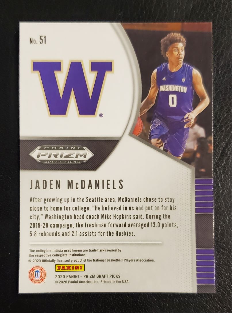 2020 Panini Prizm Draft Picks Collegiate Jaden McDaniels