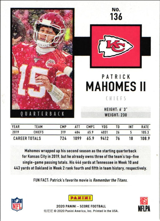 2020 Score Patrick Mahomes II