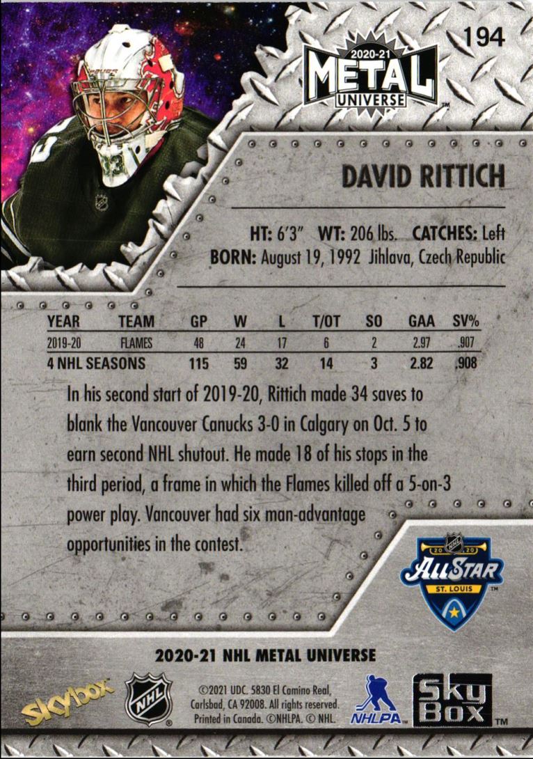 2020 Skybox Metal Universe David Rittich