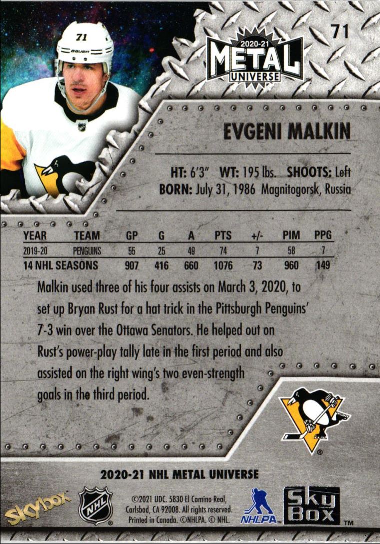 2020 Skybox Metal Universe Evgeni Malkin