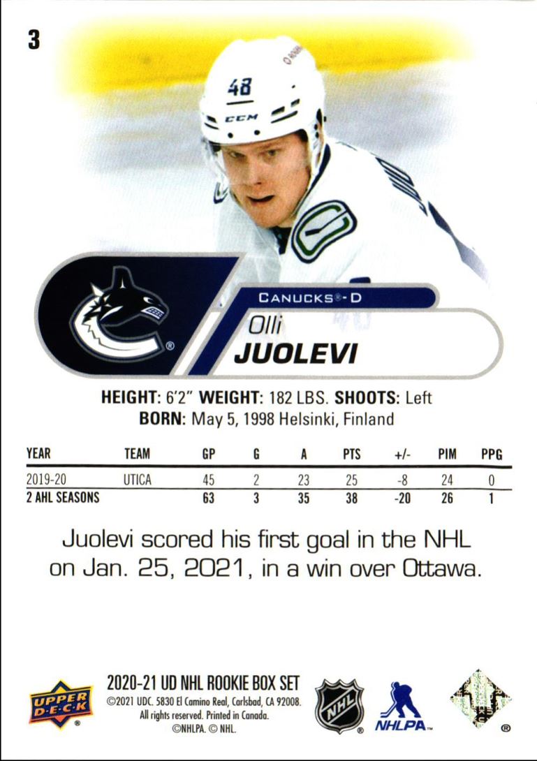 2020 Upper Deck NHL Star Rookies Box Set Olli Juolevi