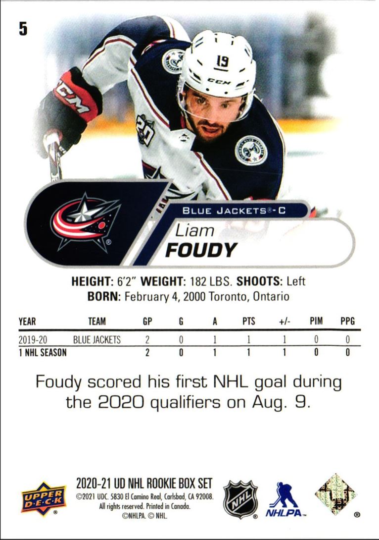 2020 Upper Deck NHL Star Rookies Box Set Liam Foudy