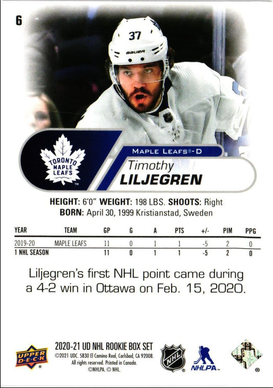 2020 Upper Deck NHL Star Rookies Box Set Timothy Liljegren