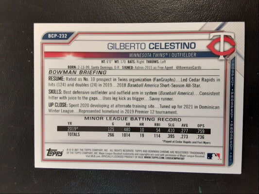 2021 Bowman Chrome Prospects Gilberto Celestino