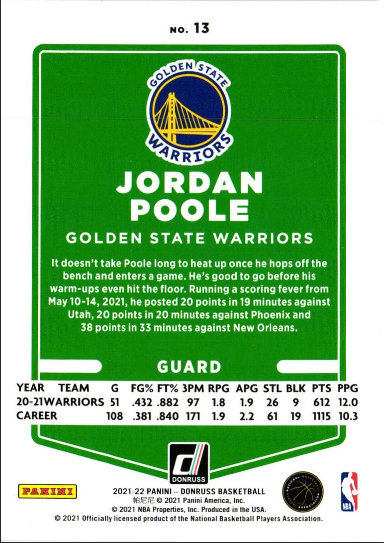 2021 Donruss Jordan Poole