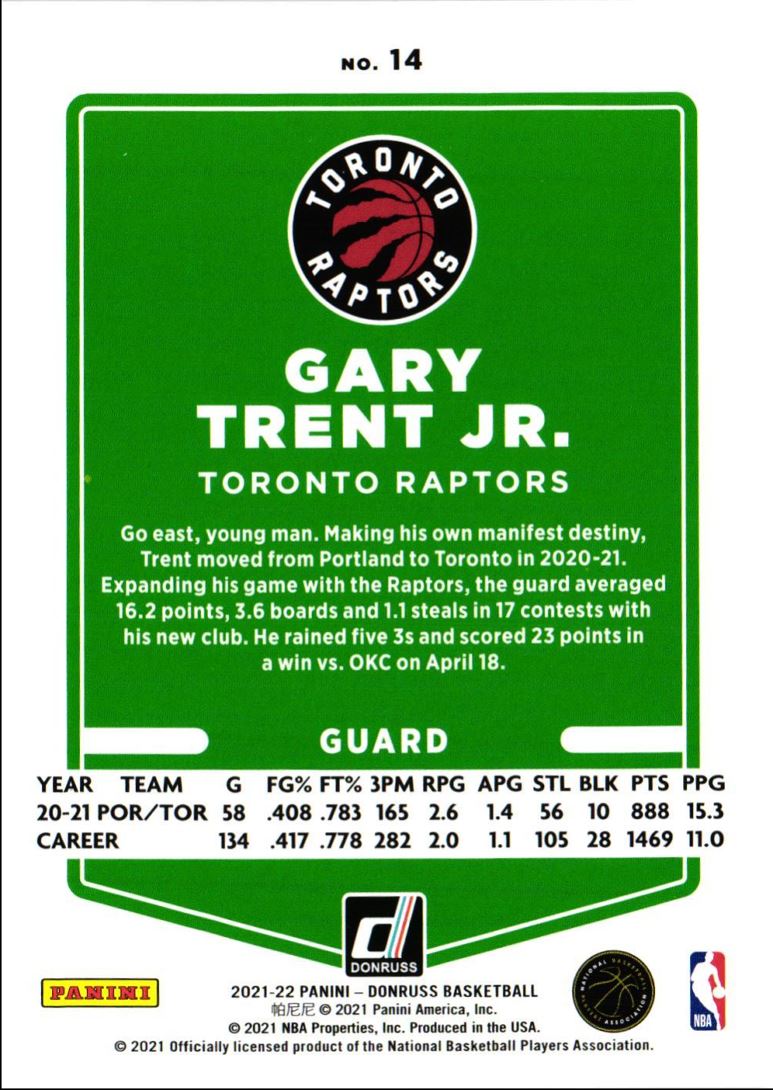 2021 Donruss Gary Trent Jr.