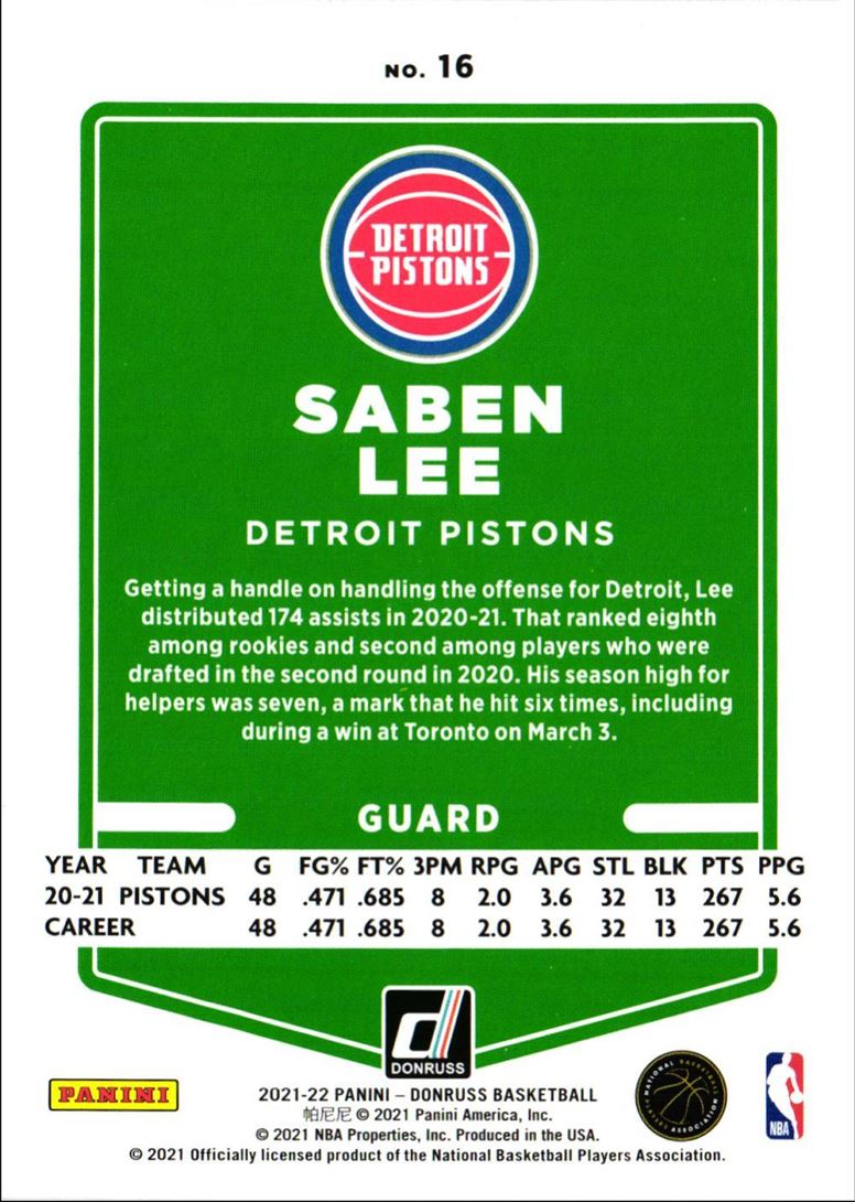 2021 Donruss Saben Lee