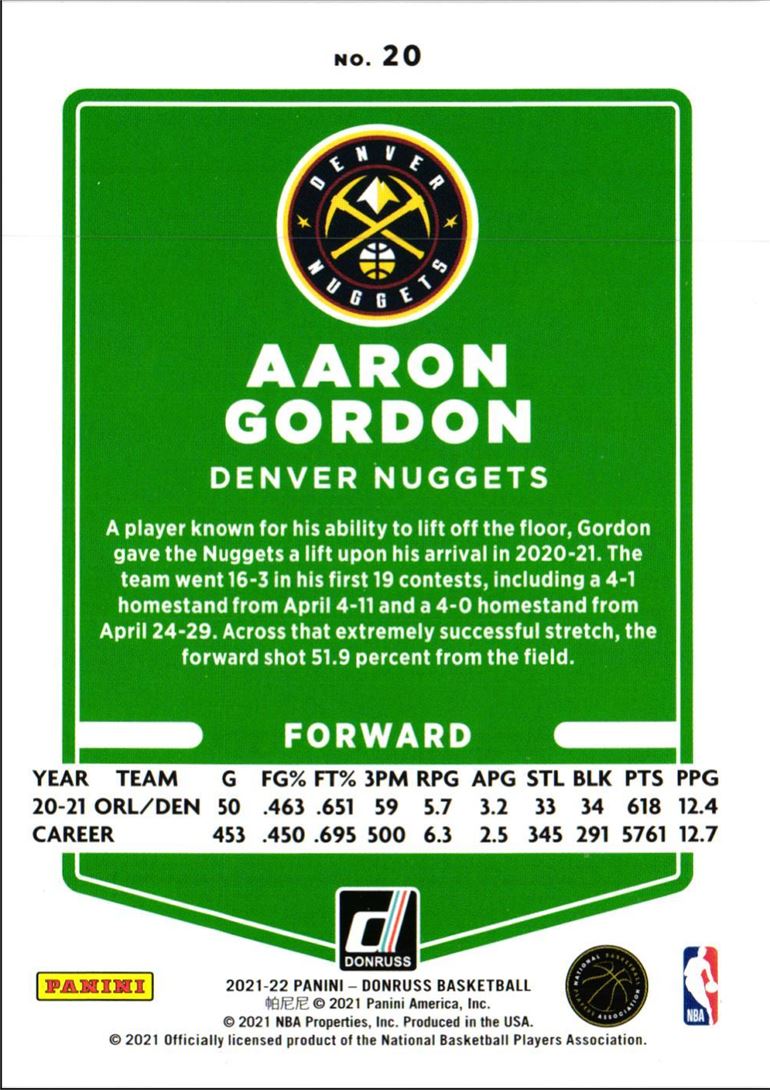 2021 Donruss Aaron Gordon