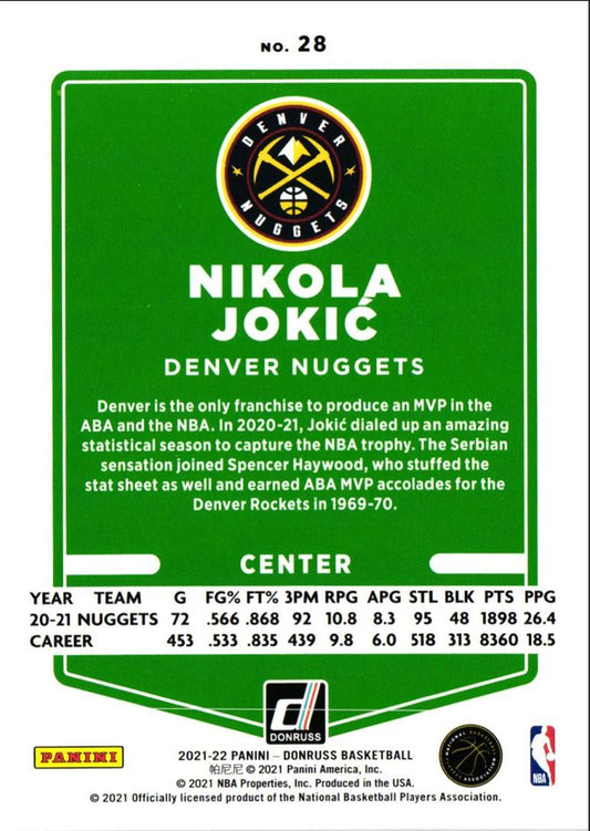 2021 Donruss Nikola Jokic