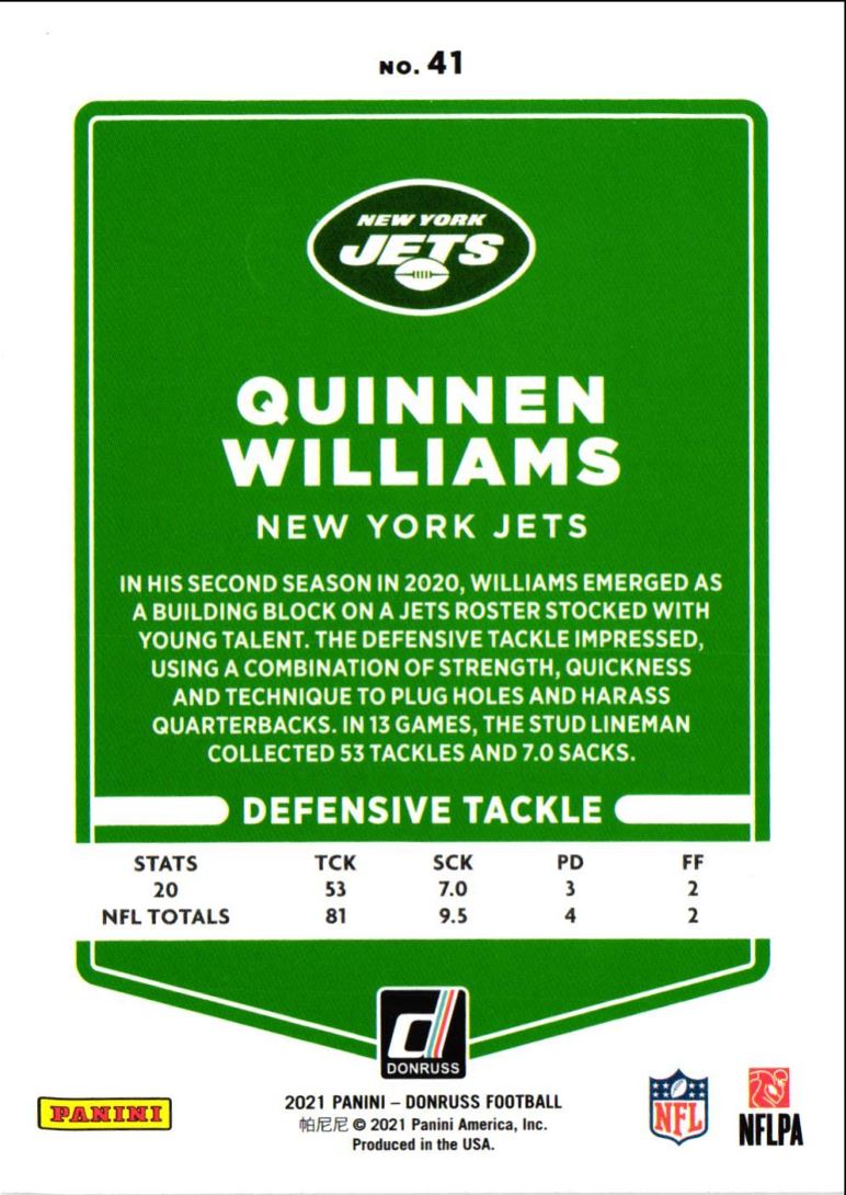 2021 Donruss Quinnen Williams