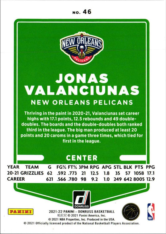 2021 Donruss Jonas Valanciunas