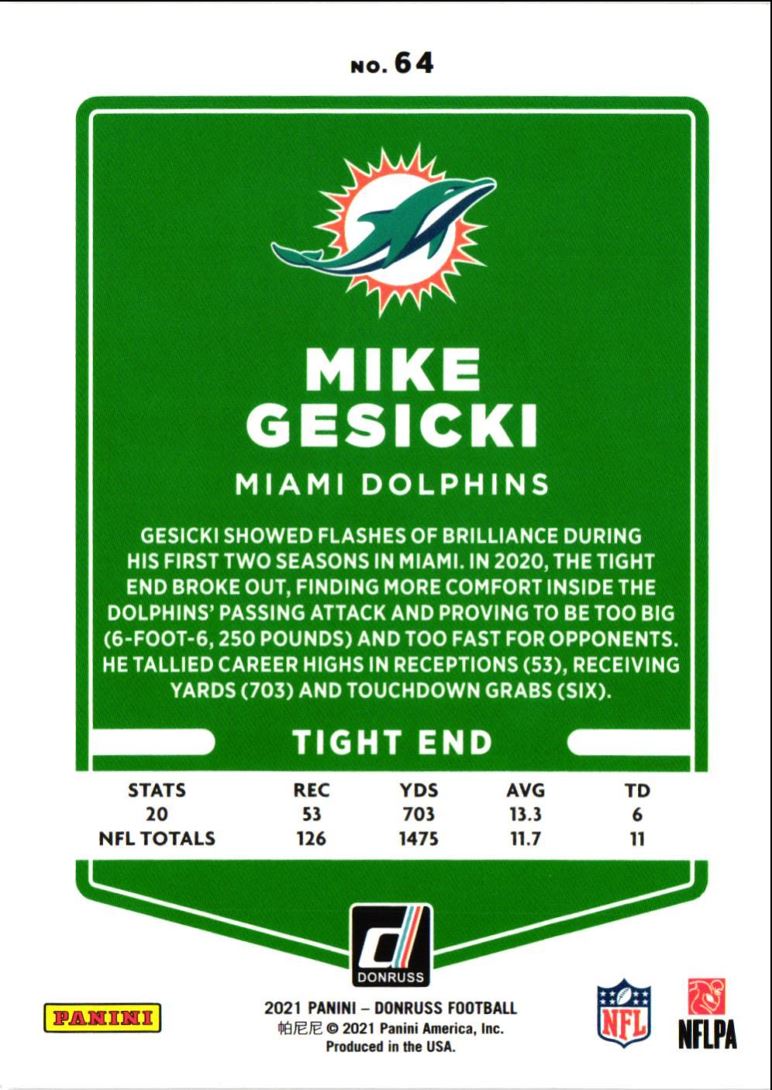 2021 Donruss Mike Gesicki