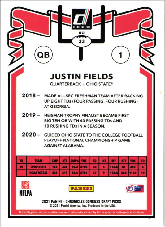 2021 Donruss Draft Picks Justin Fields