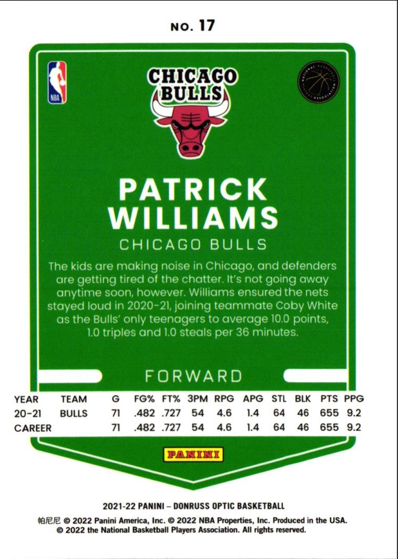 2021 Donruss Optic Patrick Williams