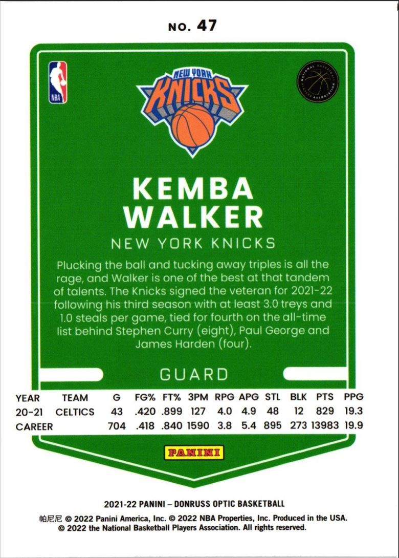 2021 Donruss Optic Kemba Walker