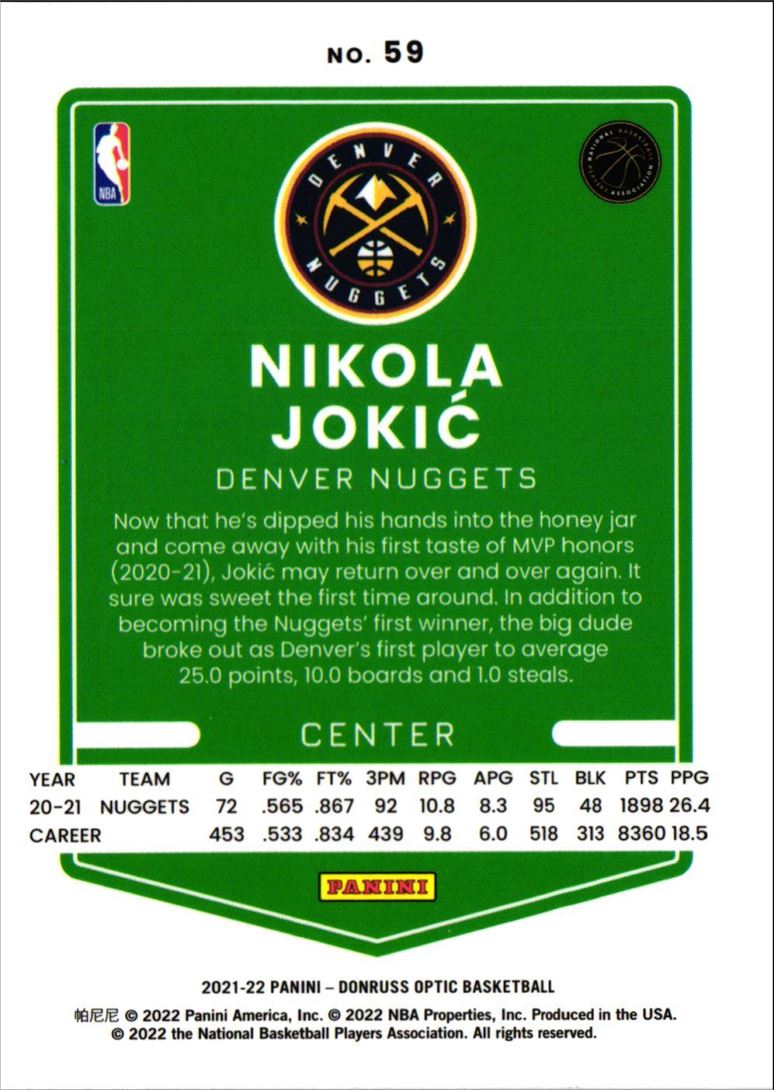 2021 Donruss Optic Nikola Jokic