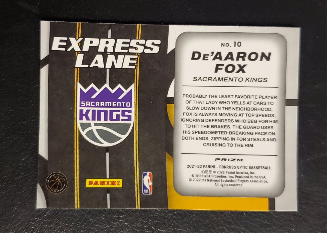 2021 Donruss Optic Express Lane Holo De'Aaron Fox