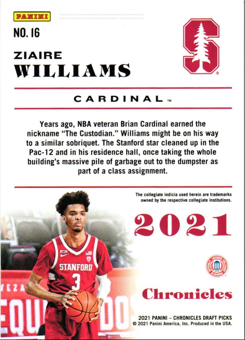 2021 Panini Chronicles Draft Picks Ziaire Williams