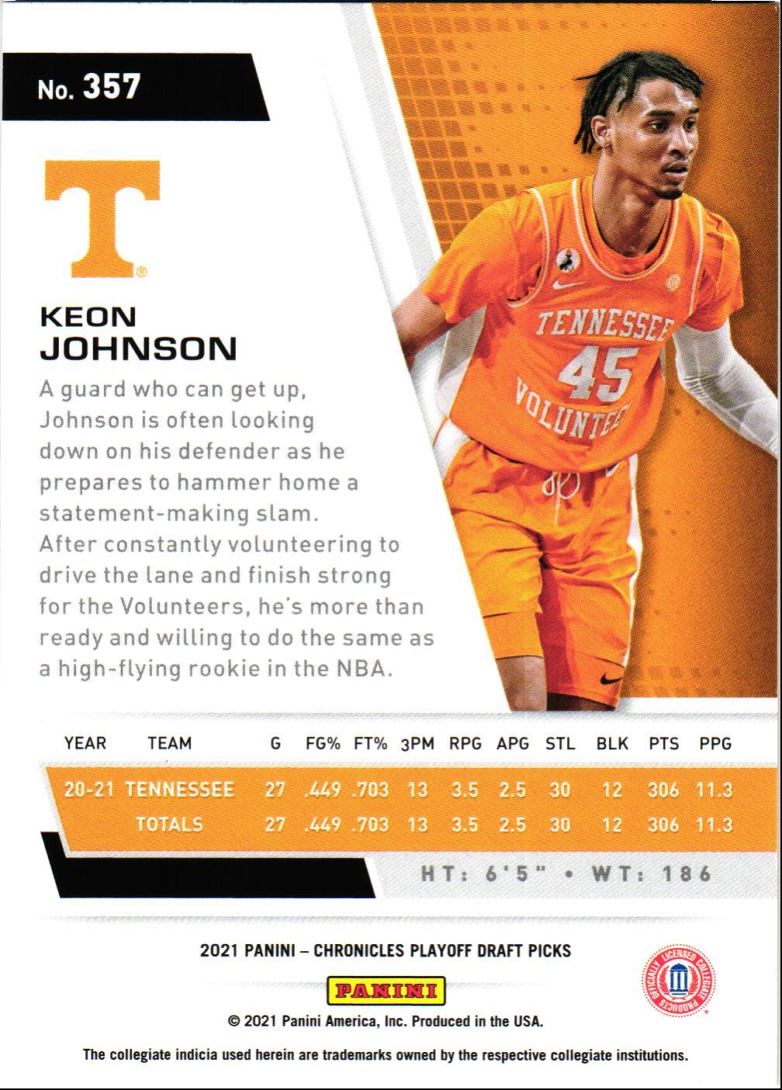 2021 Panini Chronicles Draft Picks Keon Johnson