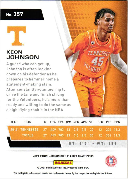 2021 Panini Chronicles Draft Picks Keon Johnson